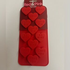 New Red & Pink Silicone Mold 8.66" x 3.93" Small Hearts with Sayings